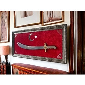 Türk Bayraklı Kılıçlı Tablo 40 x 80 cm